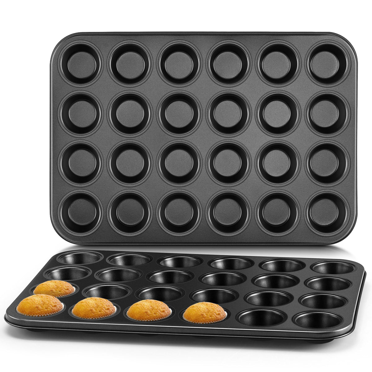 E-far 12-Cup Muffin Pan Set of 4, Stainless Steel Cupcake Pan for Oven