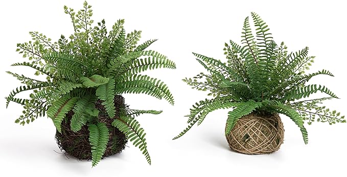 Artificial Boston Fern Plants Bushes Faux Plants Shrubs Greenery for House, Office, Garden, Inddor and Outdoor Decor (Standard)