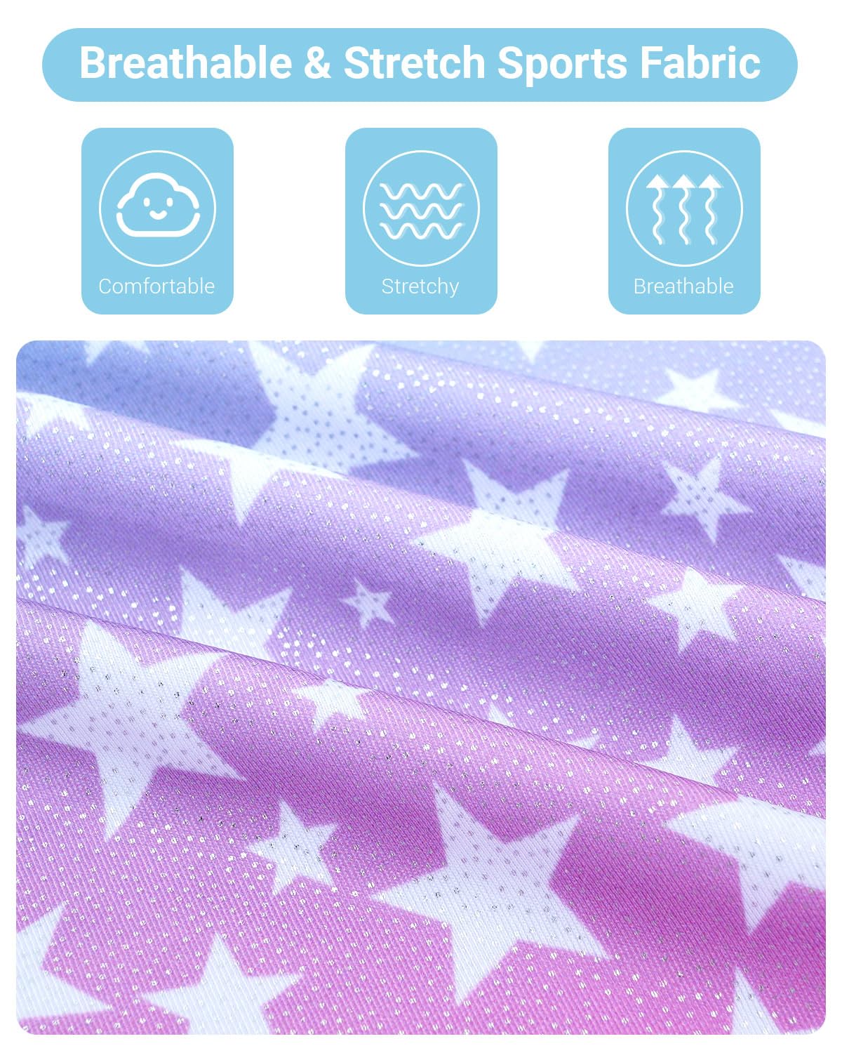 JiAmy Girls Gymnastics Leotards, Glitter Ballet Dance Unitards Biketards Activewear with Short & Hairband for Kids 5-7 Years