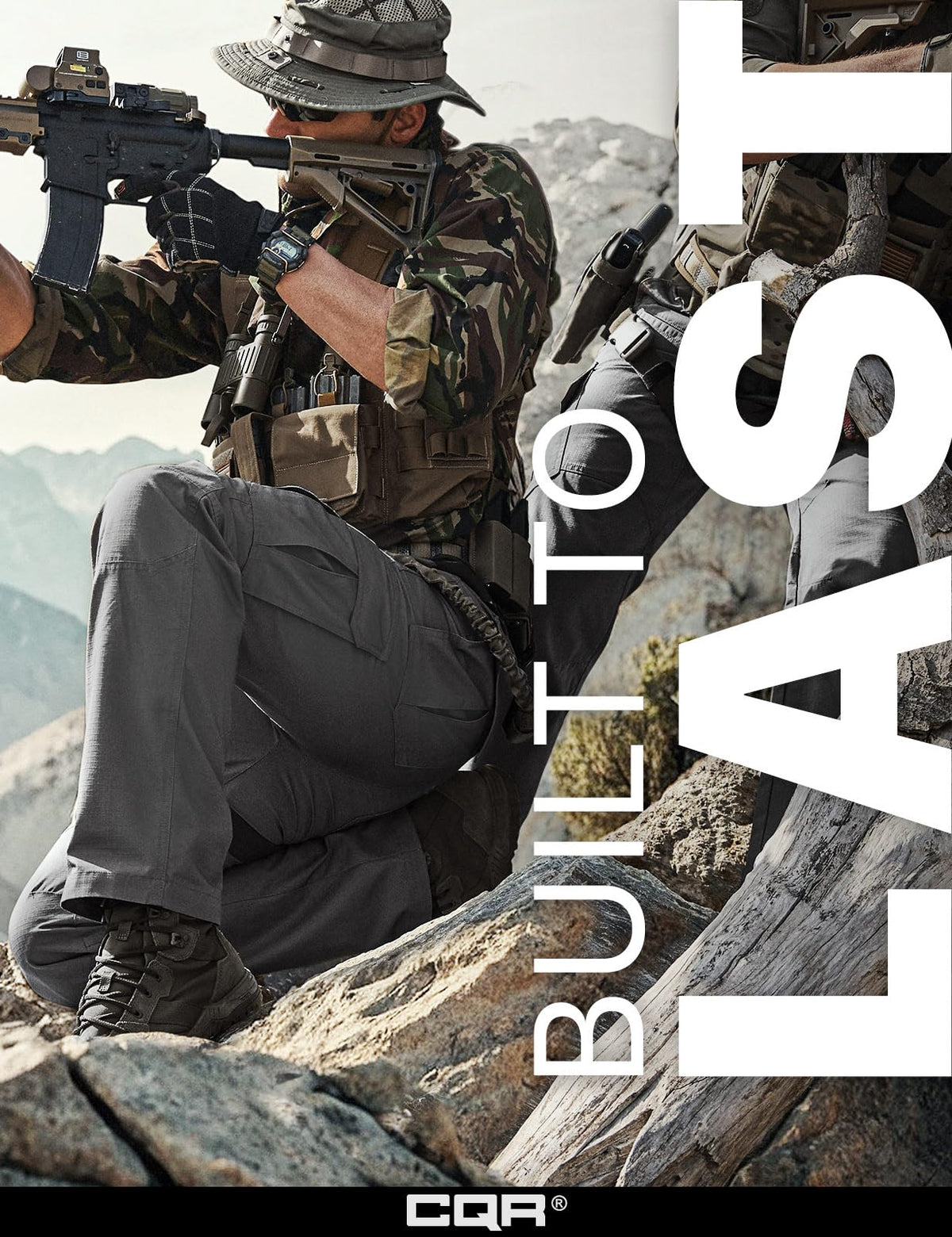 CQR Men's Tactical Pants, Water Resistant Ripstop Cargo Pants, Lightweight EDC Work Hiking Pants, Outdoor Apparel, Raider Charcoal, 32W x 32L