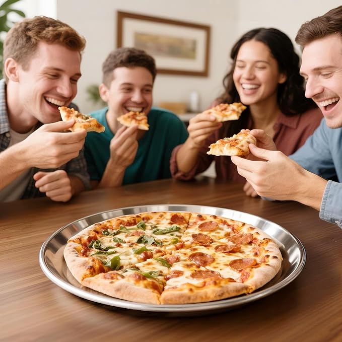 12 Inch Pizza Pan Set of 3 for Oven, Non-Stick Stainless Steel Pizza Steel
