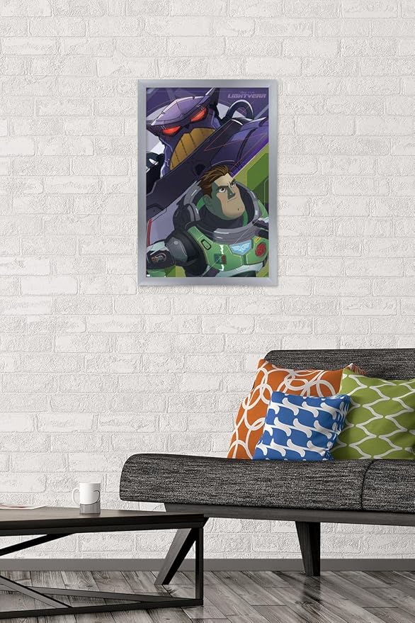 Trends International Disney Pixar Lightyear - Buzz and Zurg Wall Poster, 14.725" x 22.375", Silver Framed Version