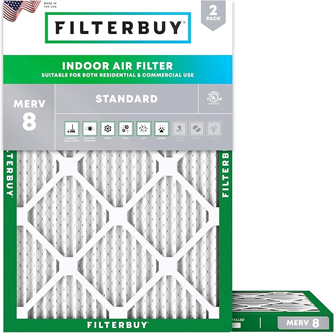 Filterbuy 29x30x1 Air Filter MERV 8 Essential Dust & Allergy Defense,