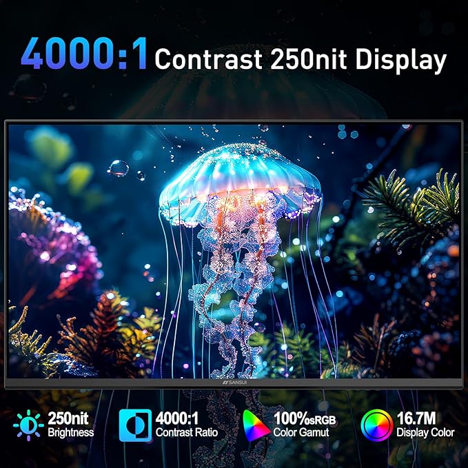 SANSUI 22 Inch 120Hz Monitor, FHD Computer Monitor 4000:1 Contrast Ratio with Adaptive Sync, HDR 100% sRGB, HDMI x 2, VESA Mount, Eye Care for Home/Office (ES-22X3AH, One HDMI Cable Included).