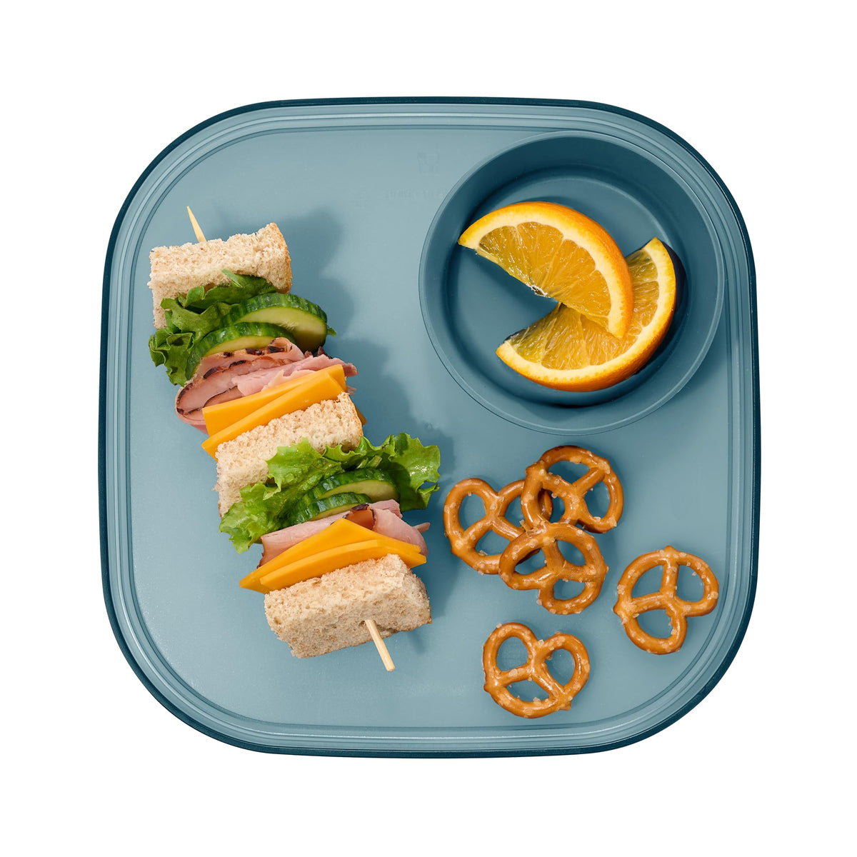Madesmart Dipware Reusable Dining Plate/Serving Tray for Appetizers and Snacks, Food-Safe Appetizer Serving Platter with Removable Dip Bowl, Ocean