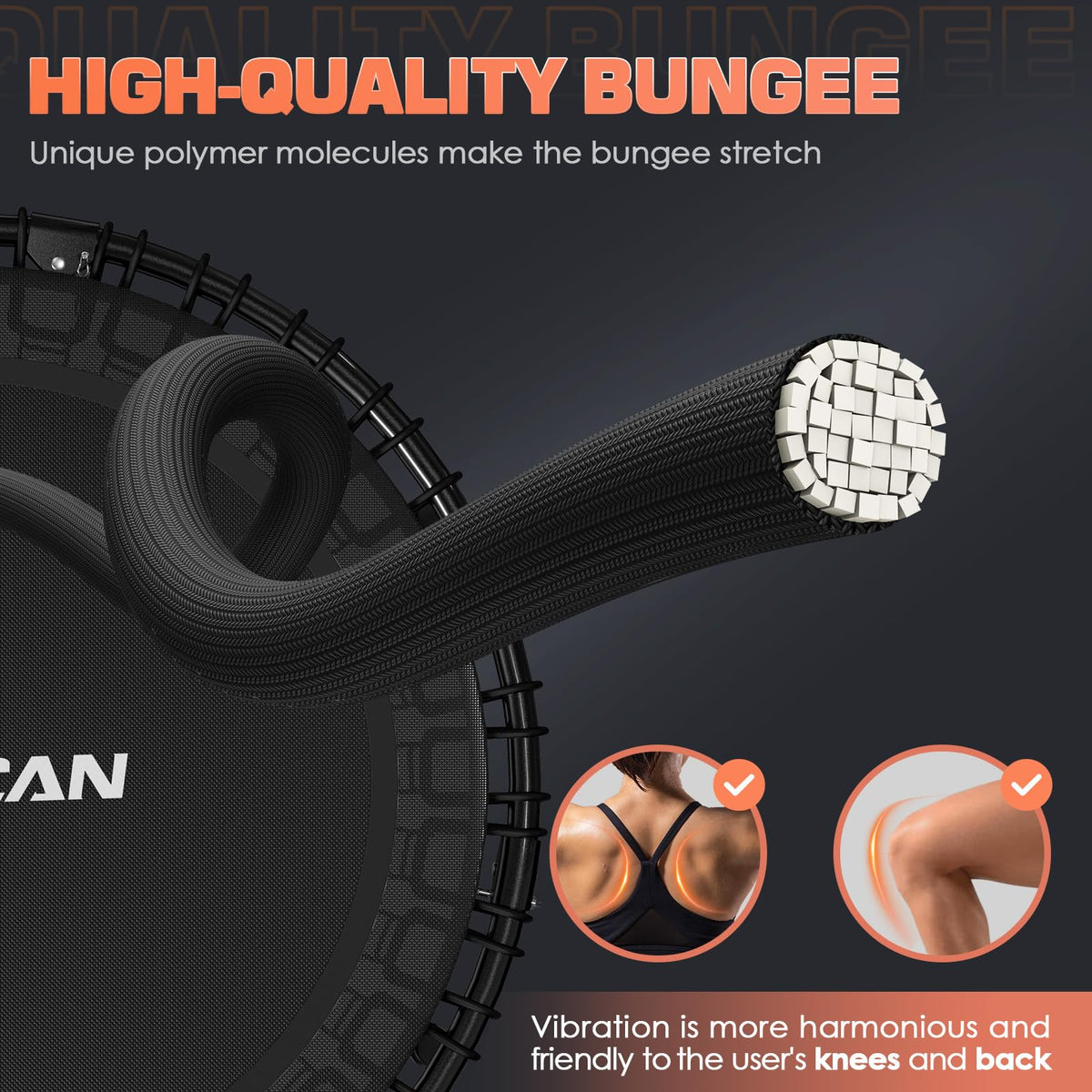 BCAN 450/550LBS Rebounder Trampoline for Adults, 40"/48" Foldable Mini Trampoline with Durable Bungees, Quiet & Stable Exercise Rebounder Trampoline for Indoor/Garden Workout- 40IN-Red