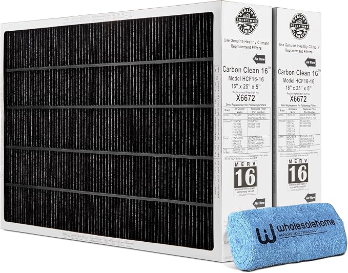 Lennox X6672 Healthy Climate 16x25x5 Furnace Filter, Merv 16 Carbon Clean Home