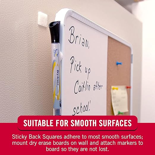 VELCRO Brand Adhesive Squares, 100pk 7/8" White, Mounting Tape for Office Organization, Laminated Signs Classroom Décor