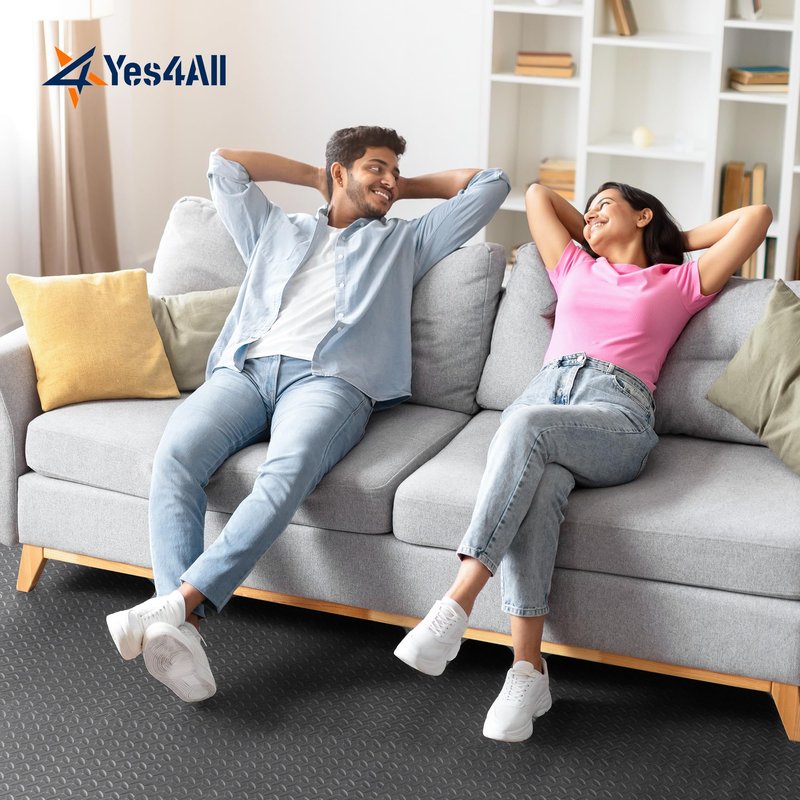 Yes4All EVA Interlocking Mats, Puzzle Floor Tiles, Foam Floor Padding with Border for Furniture, Home Space, Living Room, Garage 11,15,32,99 SQFT