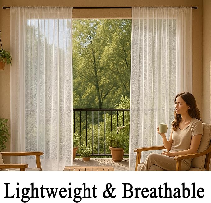 Patio Screen Mesh Outdoor Curtains Waterproof Sheer Lightweight Bug Netting