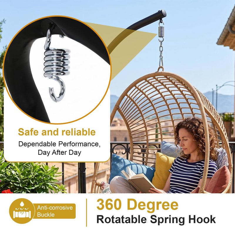 FDW Hammock Chair Stand, Outdoor Solid Steel Heavy Duty Construction for Hanging Hammock, Hanging Stand Max Load 400 LBS Air Porch Swing - 360 Degree Rotation