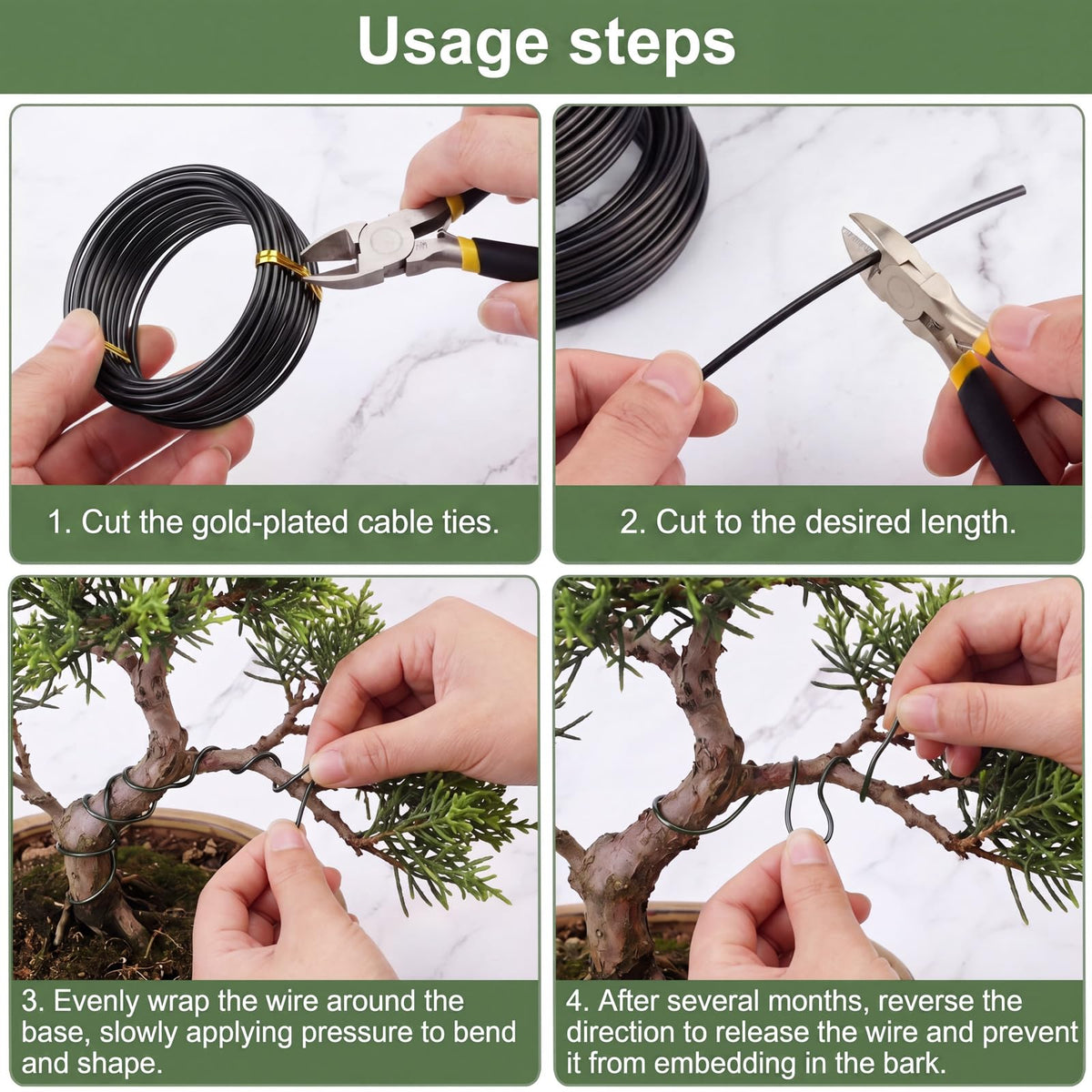 Zhanmai 9 Rolls Bonsai Wires Anodized Aluminum Bonsai Training Wire with 3 Sizes (1.0 mm, 1.5 mm, 2.0 mm), Total 147 Feet (Black)