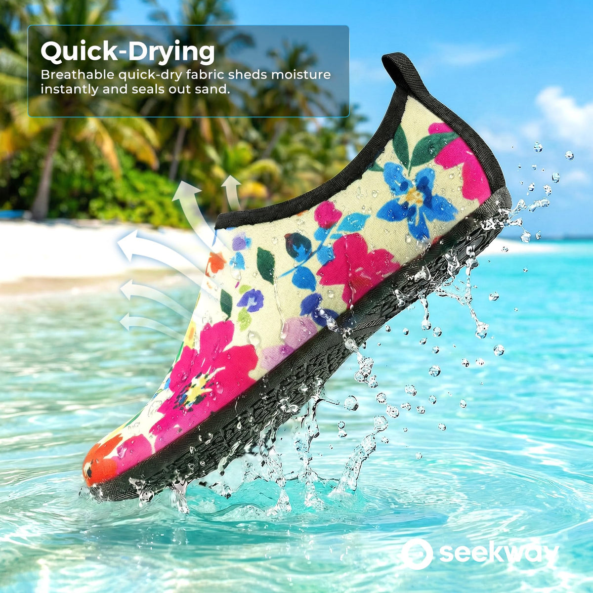 SEEKWAY Water Shoes Women Men Adult Quick-Dry Aqua Socks Barefoot Non Slip for Beach Swim River Pool Lake surf Black SK002(U)