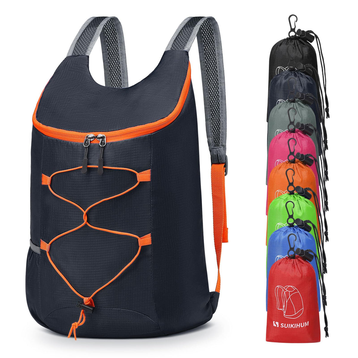 SUIKIHUM 20L Hiking-Daypack Lightweight Foldable Travel Packable Backpack for Camping Cycling Outdoor, Navy Blue
