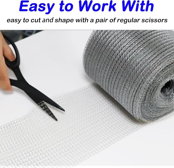 Wire Mesh for Mice Control 5 in X 36Ft, Hole Fill Fabric, Weep Holes Covers