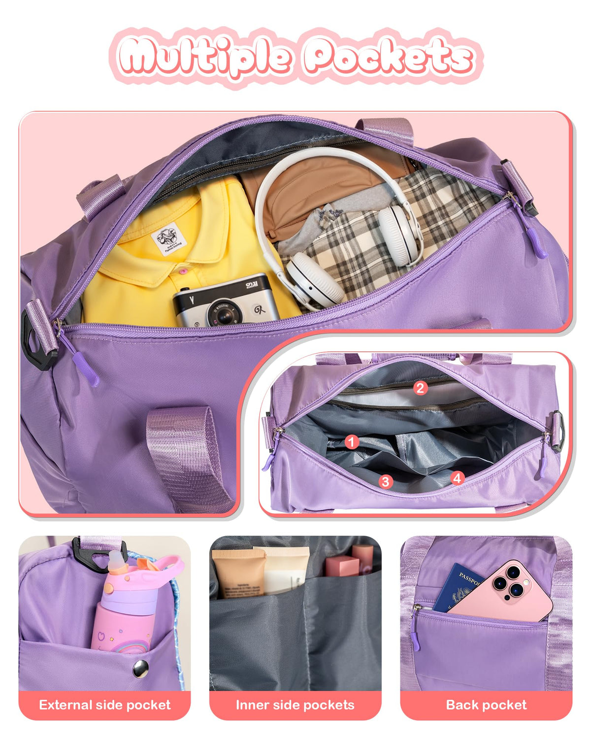 Vogewood Gifts for 4 5 6 7 8 9 10 11 Year Old Girls-Girl Gym Weekender Bag