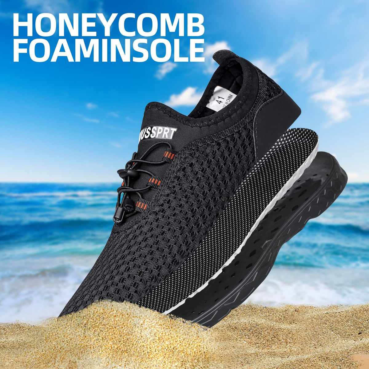 DOUSSPRT Men's Water Shoes Quick Dry for Beach Swim Pool Fishing Allblack