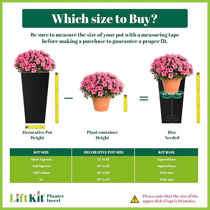 Short Tapered Plant Riser Fill Bottom of Tall Flower Pots and Large Plant Containers | Indoor and Outdoor (7-10” Rise, 6" Base, 10" Top)