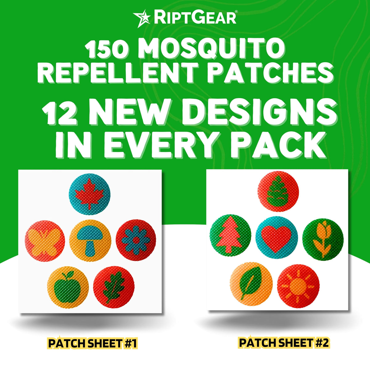 RiptGear Natural Mosquito Patch Stickers for Kids - Insect Citronella Oil Stickers (150 Pack)