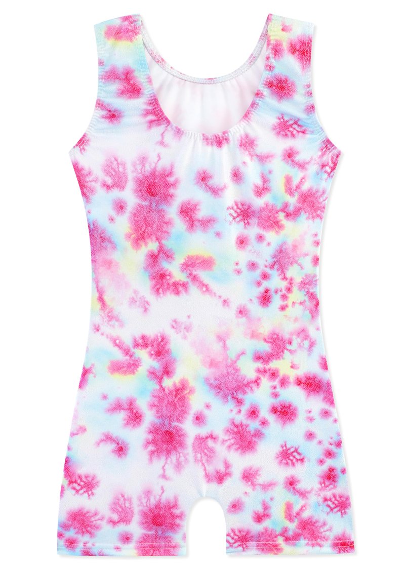 HOZIY Gymnastics Leotards for Girls 4t 5t Tumbling Outfits Tie Dye Flower Floral Biketard Pink White Blue Yellow Dance Clothing Toddlers Sparkly