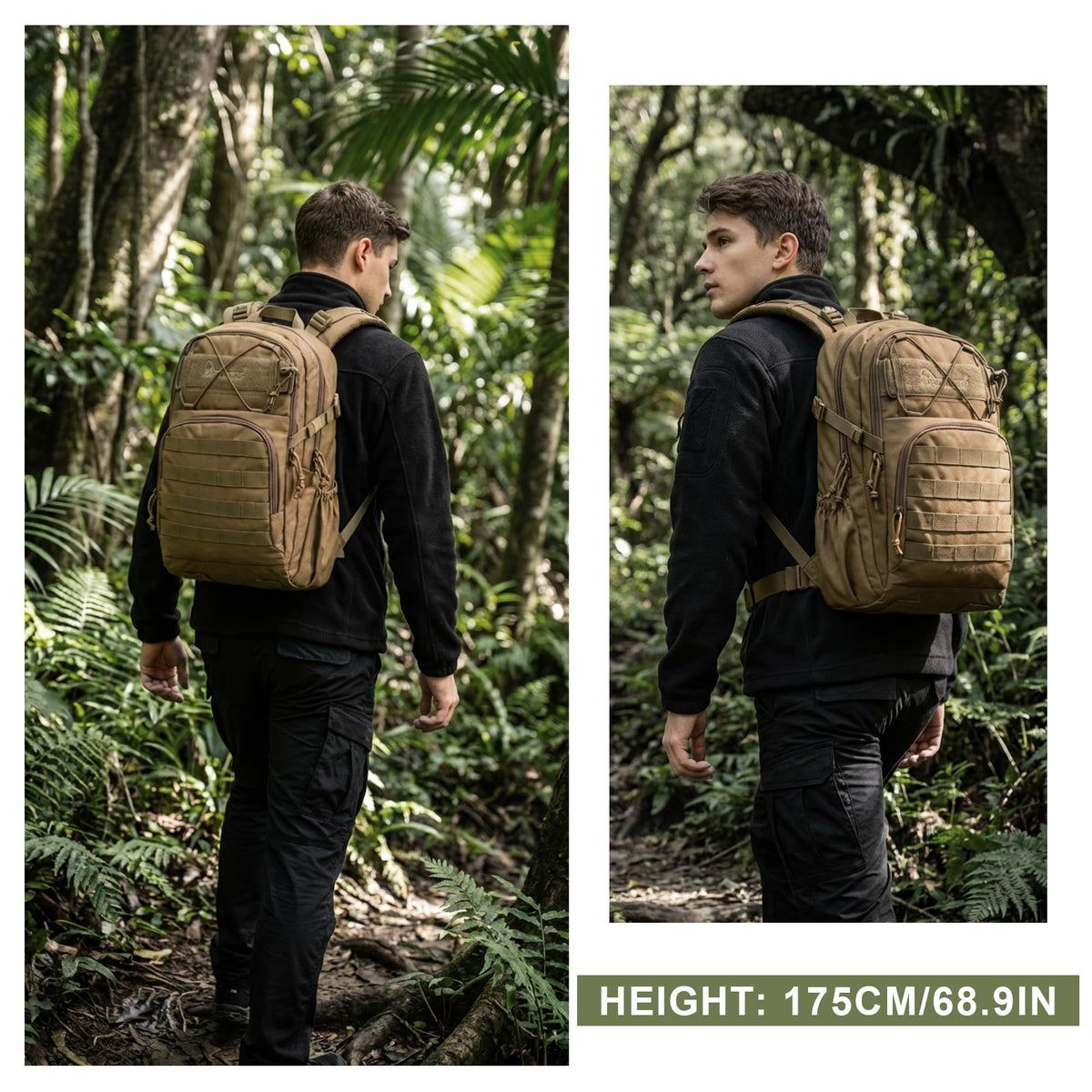 Mardingtop 28L Tactical Backpack for Men, Molle Military Rucksack Daypack with YKK zippers for Hiking Travel Camping