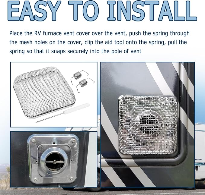 4.64×4.64 Inch RV Vent Cover Stainless Steel, RV Furnace Vent Screen &