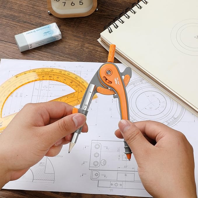 Mr. Pen- Compass and Protractor Set, 12 Sets, Colorful, Bulk Math Compass for Geometry and Drawing