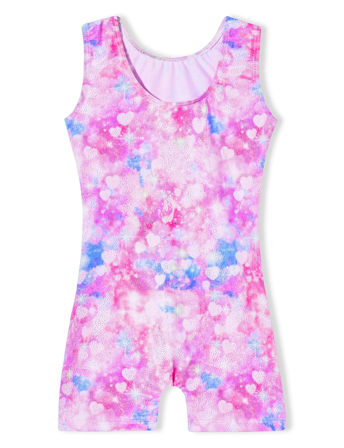 Domusgo Gymnastics Leotards for Girls 1t 2t Sparkle Pink Rainbow Love Heart Biketard with Shorts