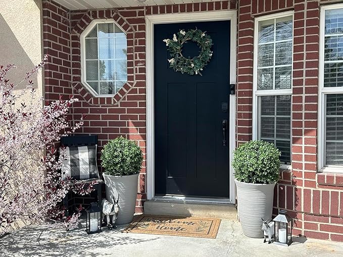 ALL SEASON GREEN 2'T 18''W Boxwood Ball Artificial Topiary Trees Potted Faux Outdoor Plants for Home Porch Decor Set of 2