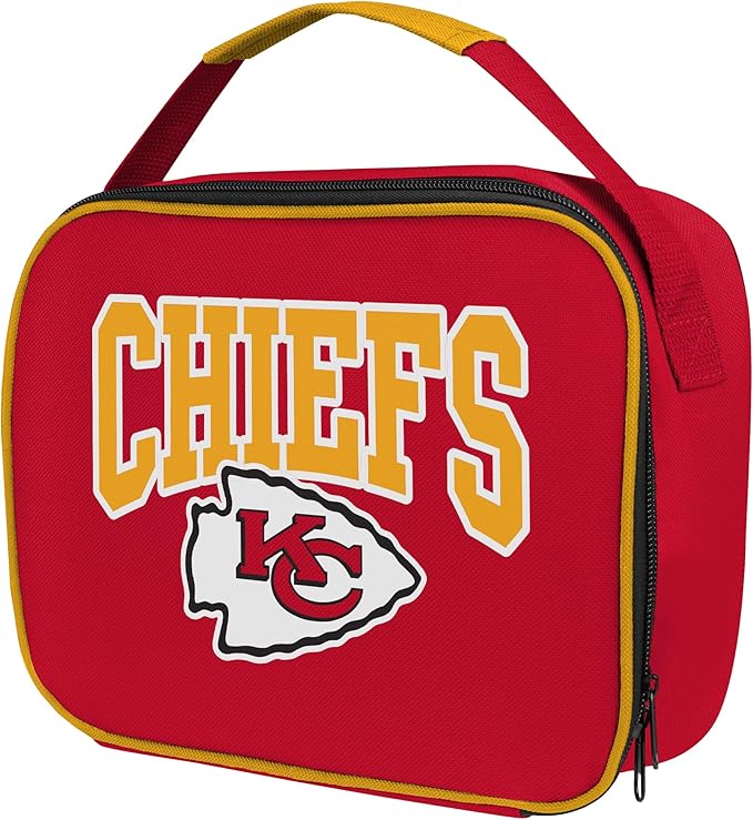 FOCO NFL Unisex-Adult Officially Licensed Wordmark Team Color Big Logo Football Zip Closure 7L Lunch Bag - Kansas City Chiefs