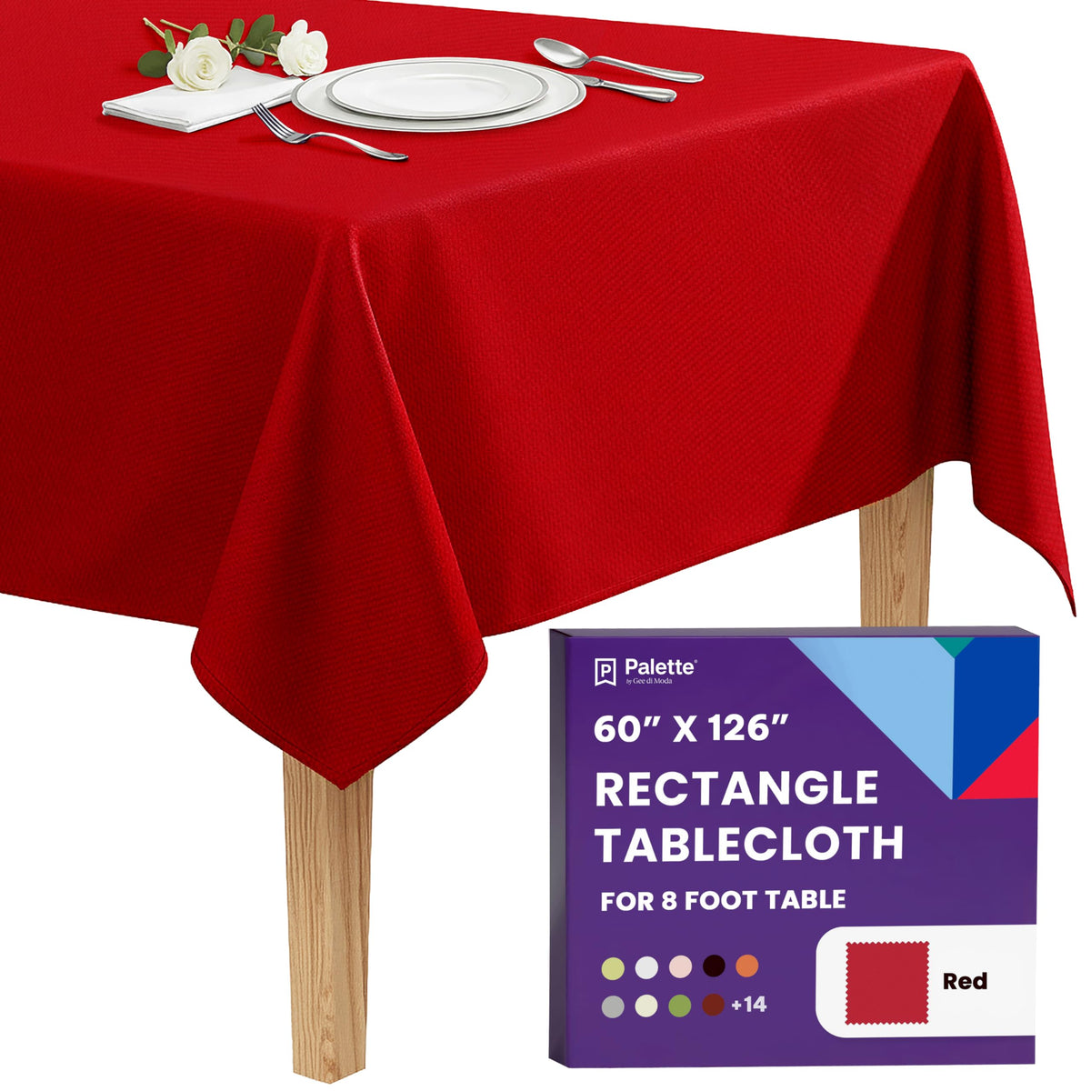 Gee Di Moda Rectangle Tablecloth - 60 x 126 Inch Black Table Cloth for 8 Foot Rectangle Tables - Heavy Duty Washable Fabric - for Holiday Party, Dinner, Weddings, Baby Shower & Events