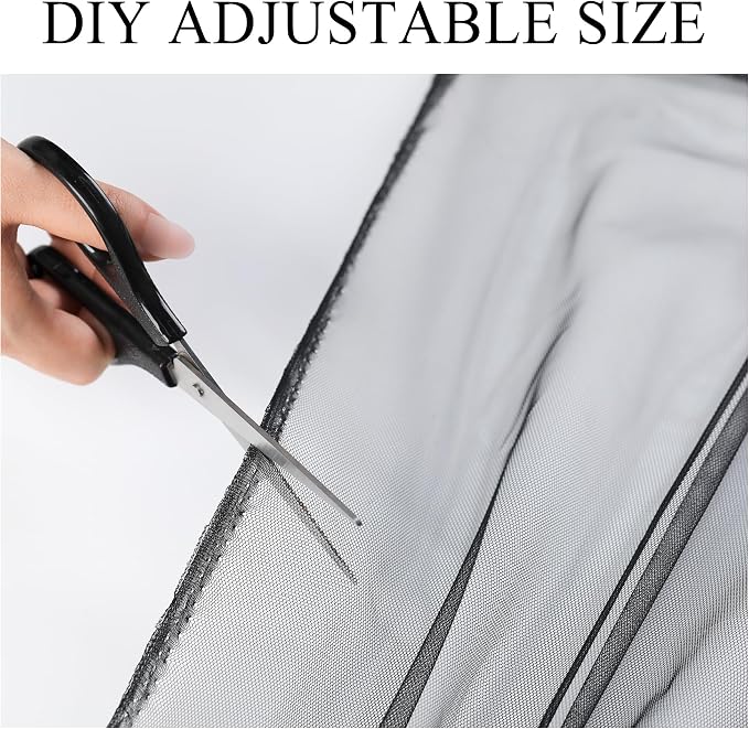 Extra Wide Outdoor Curtains Waterproof Black Voile Mesh Screen Lightweight