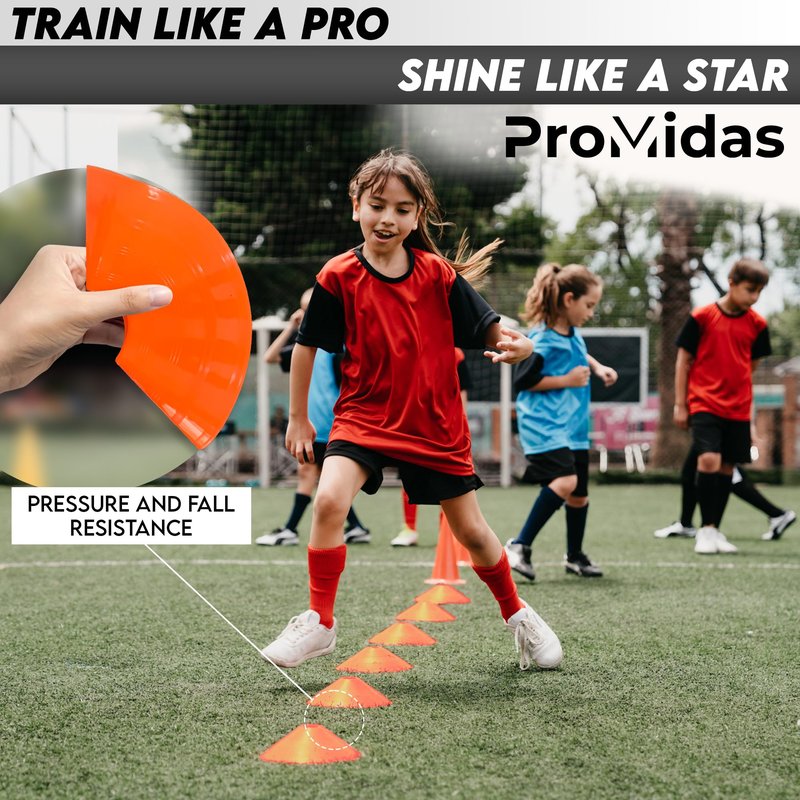 Disc Soccer Cones for Training Kids - 200,100,50 Small Plastic Cones for Sports Training - Flexible Conos for Soccer Practice Equipment, Basketball & Football Drills Equipment (Orange - 50 Pack)