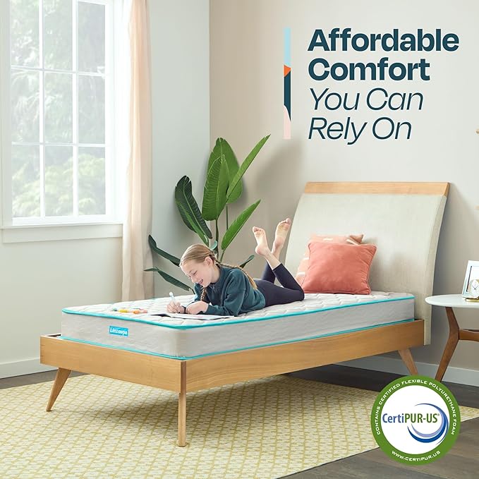 Linenspa 6-Inch Innerspring Mattress - Twin XL + 14-Inch Folding Platform Bed Frame