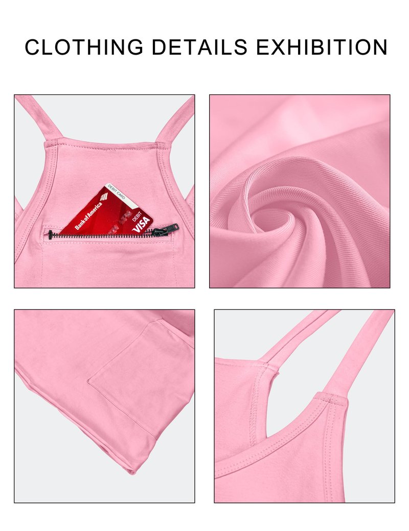 VIUTIL Womens Athletic Dress Built in Shorts Hot Shot Mini Dress Spaghetti Straps Tennis Workout 2026 Summer Romper Dress, Pink, Medium