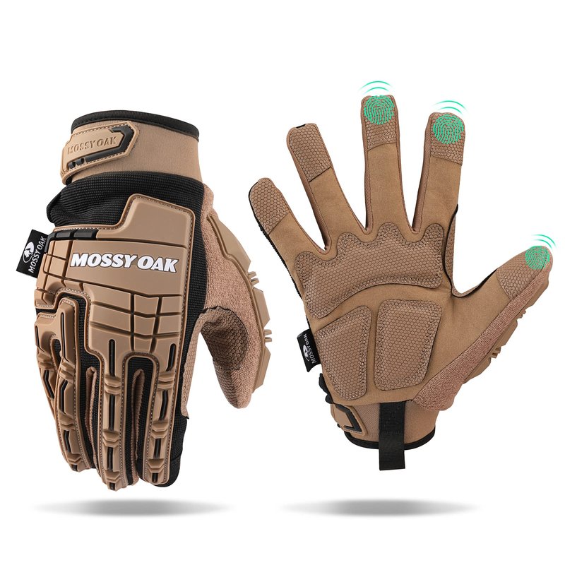 Mossy Oak Men's Touchscreen Motorcycle Gloves - Tactical, Airsoft, Cycling, Hiking, Hunting Gloves with Rubber Guard
