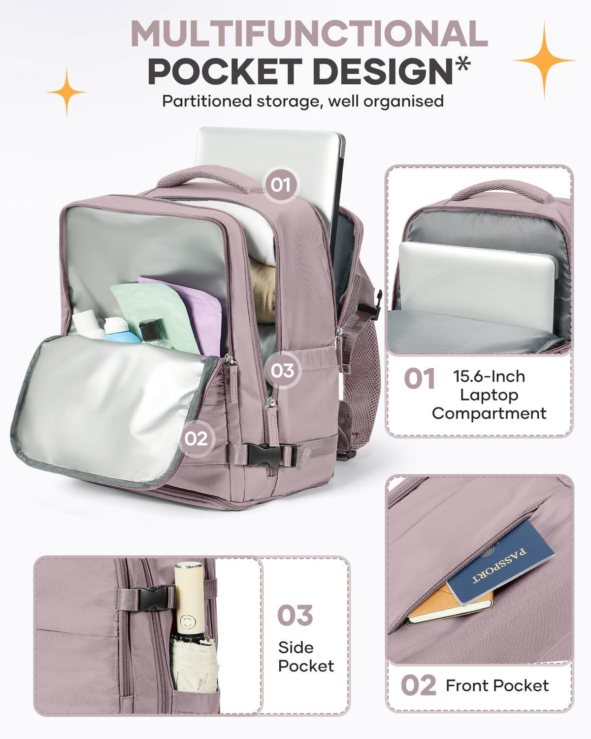 Travel Backpack Carry On Flight Aapproved Personal Item Travel Bag Mochila De Viaje Travel Backpack For Men Spirit Airlines Personal Item Bag 18x14x8 Carry On Backpack For Airplanes Lotus Root Pink