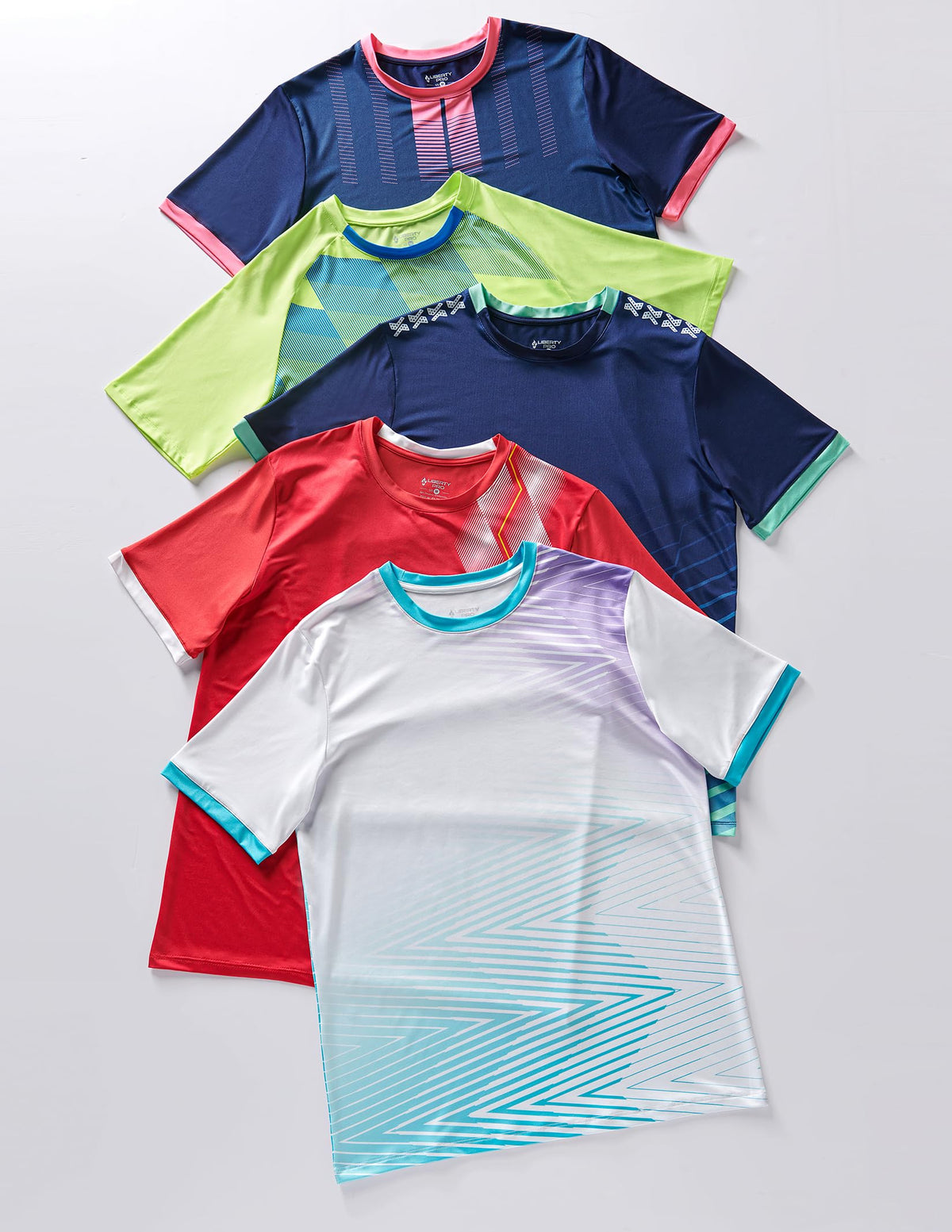 5 Pack Men’s Active Quick Dry Crew Neck T Shirts | Athletic Running Gym Workout Short Sleeve Tee Tops Bulk (Set 13, 4X-Large)