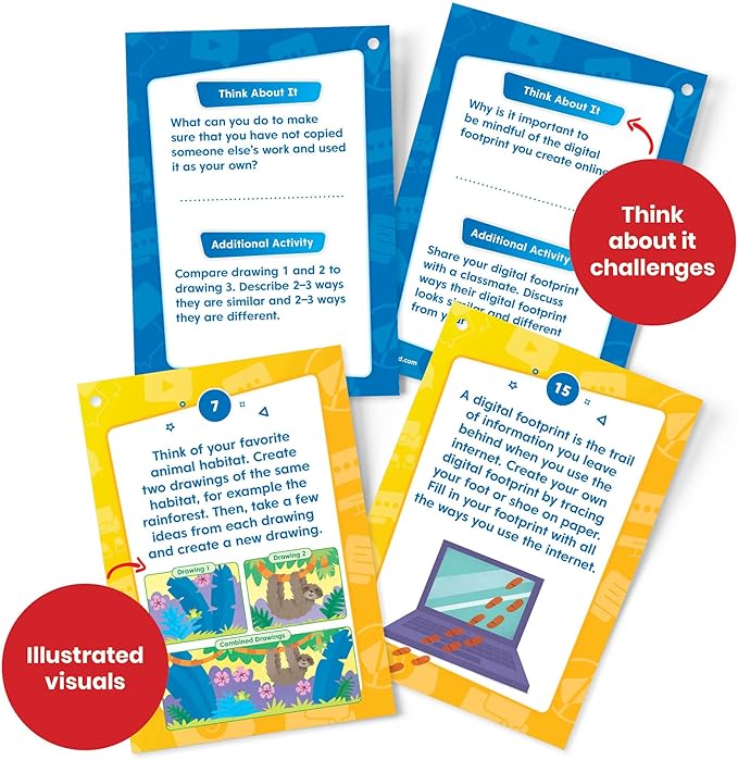 hand2mind Digital Citizenship Beginner Task Cards, Ages 5+, Computer Science & Technology for Kids 5-7, STEM Projects, STEM Activities for Classroom, Science Classroom Supplies