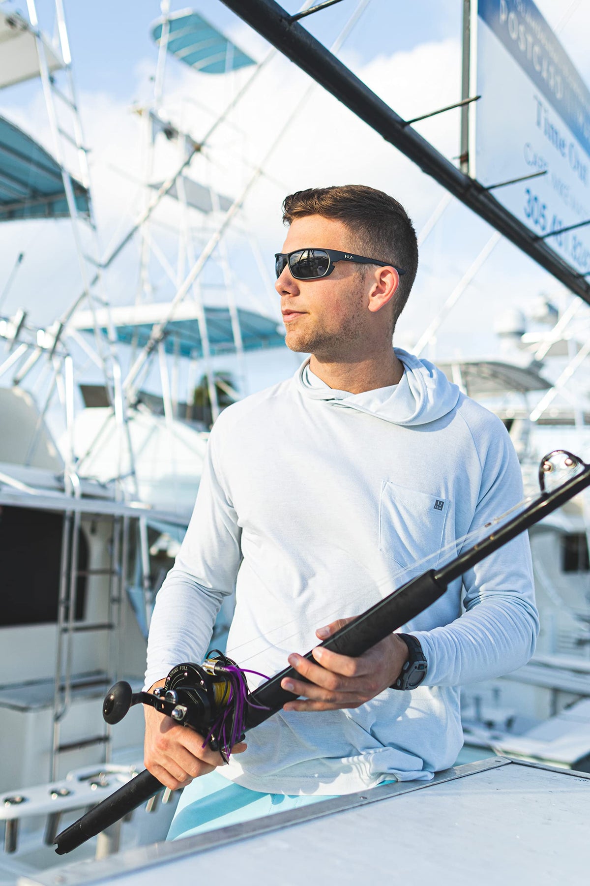 HUK Sunglasses, Polarized Lens Eyewear with Performance Frames, Fishing, Sports & Outdoors Sunglasses, (Spearpoint) Blue Mirror / Matte Black, Medium/Large