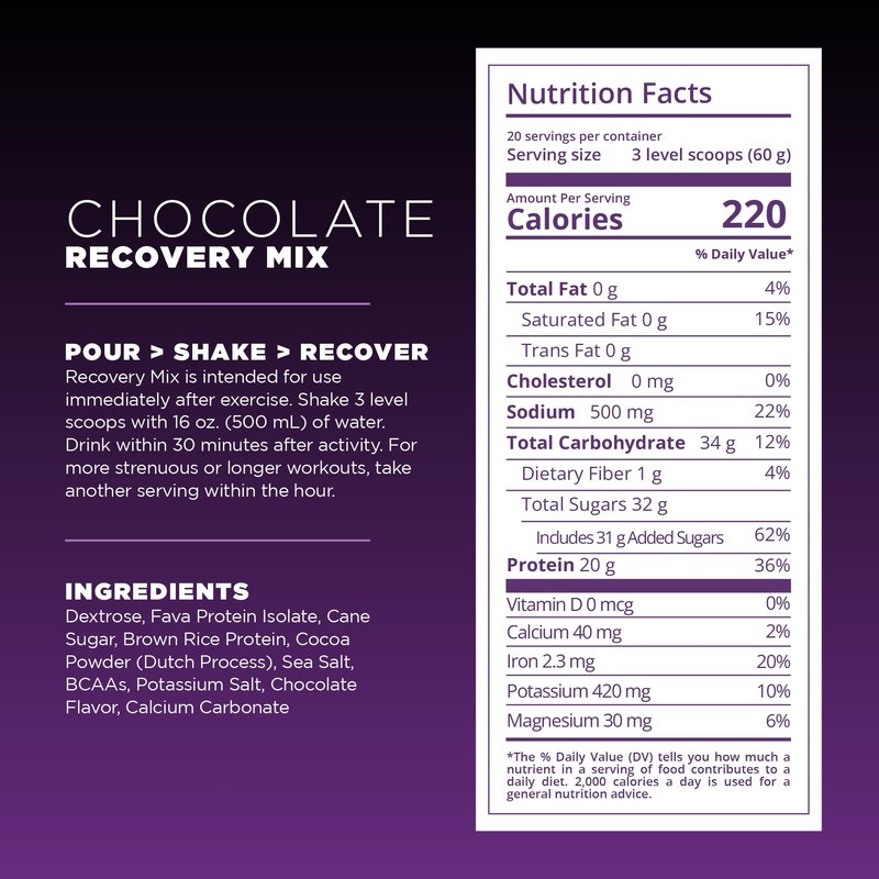 Tailwind Nutrition Recovery Mix, 20 Grams Complete Protein, Carbohydrates, and Electrolytes Powder Drink Mix for Post-Workout, Free of Gluten, Soy, and Dairy, Vegan, 20 Servings, Chocolate