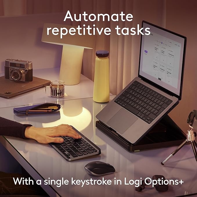Logitech MX Keys Mini for Mac Minimalist Wireless Keyboard, Compact, Bluetooth, Backlit Keys, USB-C, Tactile Typing, Compatible with MacBook Pro & Air,iMac,iPad - Space Grey
