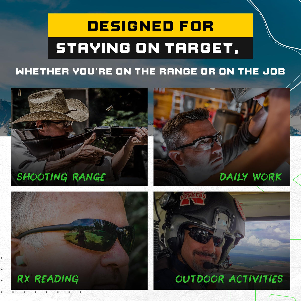 First Responder's Choice! Tactical Shooting Glasses for Front Sight Focus 99% of Inaccuracy Occurs When You Can’t See Your Sights. Maintains a Natural Shooting Stance. Top Focal® Anti-Fog, ANSI Z87.1+