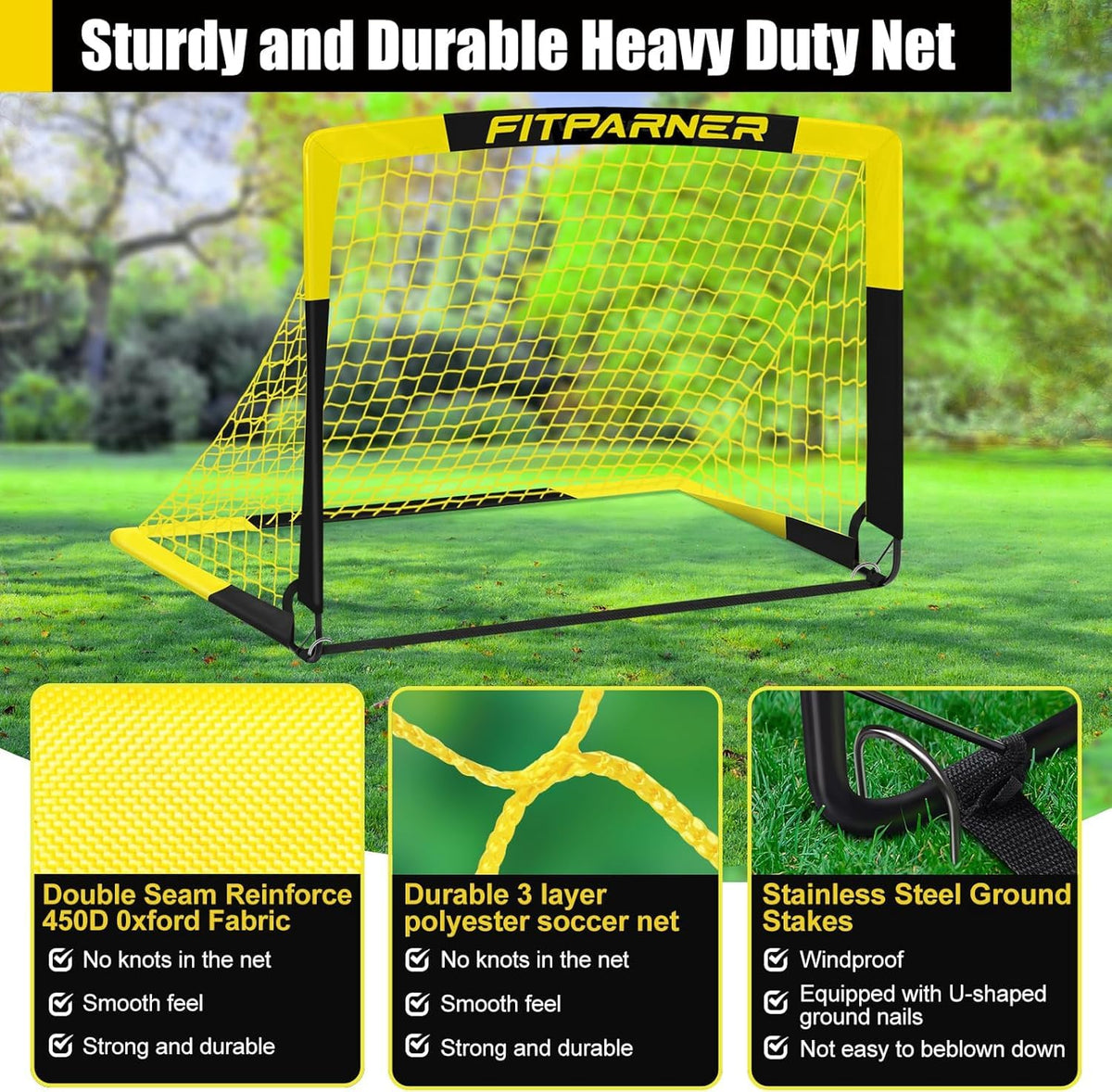 Kids Soccer Goals for Backyard Set - 2 Set of 4X3 ft Soccer Nets for Kids Age 3-14,Portable Pop Up Soccer Training Equipment Kit with Soccer Ball,Cones for Toddler Youth Outdoor Game