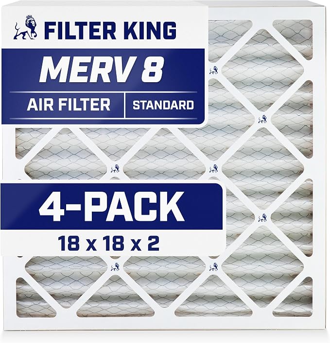 Filter King 18x18x2 Air Filter | 4-PACK | MERV 8 HVAC Pleated A/C Furnace