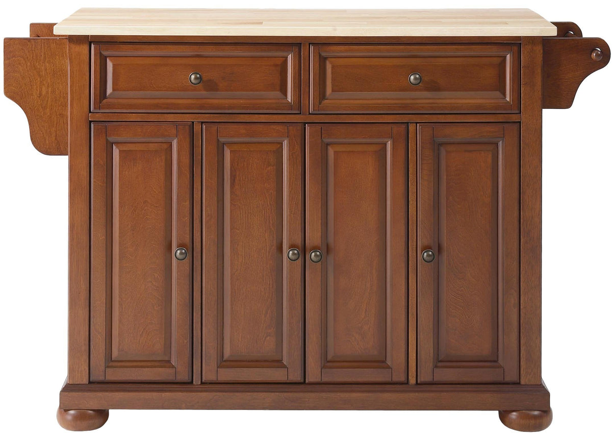 Crosley Furniture Alexandria Wood Top Rolling Kitchen Island Storage Cart, Microwave Stand, Spice Rack, Black
