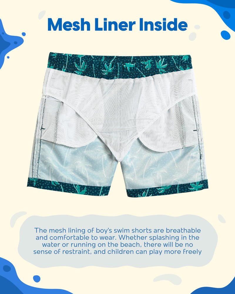 maamgic Boys Swim Trunks Toddler Swim Shorts Little Boys Bathing Suit Swimsuit Toddler Boy Swimwear,Tree-Navy Blue,3 T