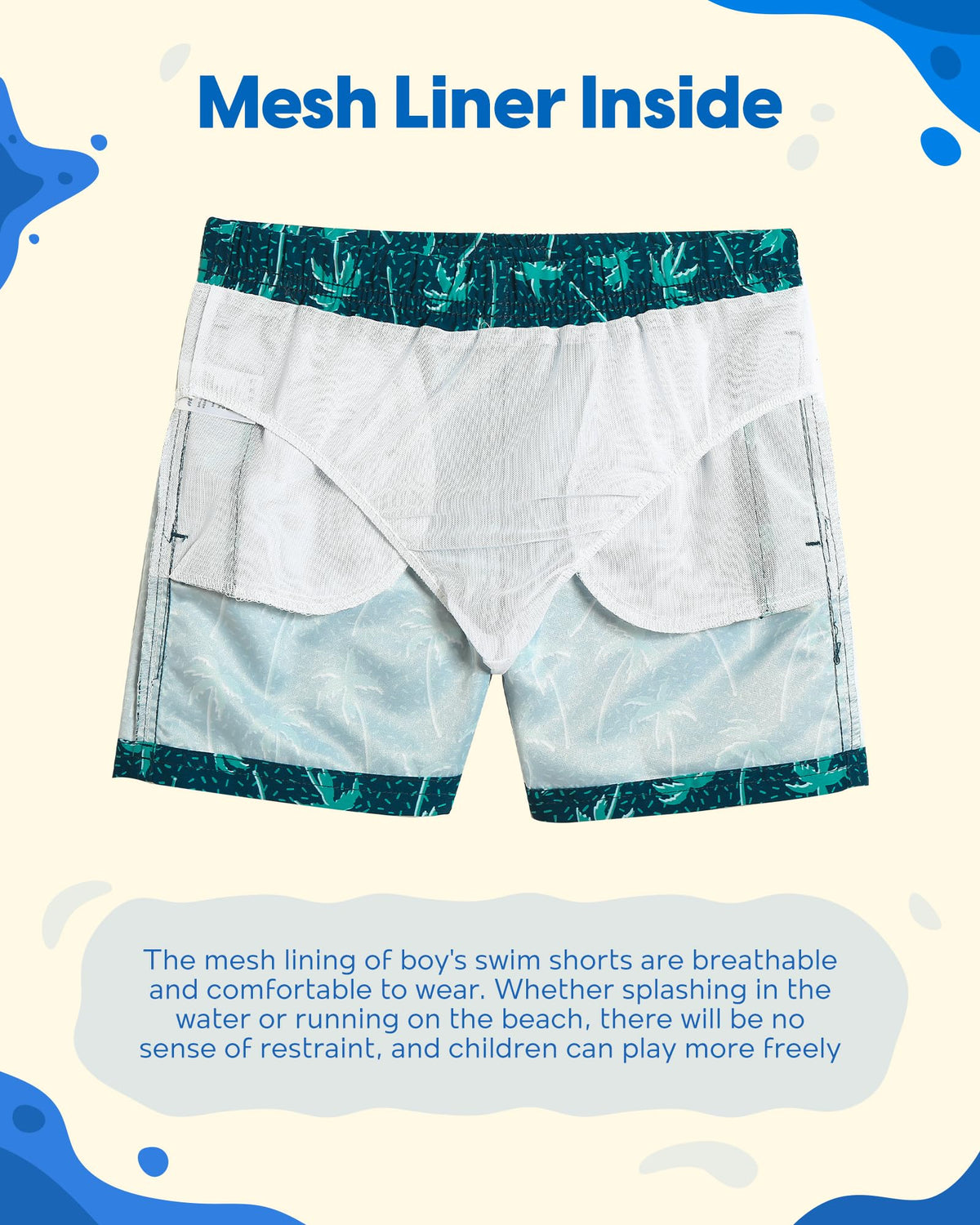 maamgic Boys Swim Trunks Toddler Swim Shorts Little Boys Bathing Suit Swimsuit Toddler Boy Swimwear,Tree-Navy Blue,5 T