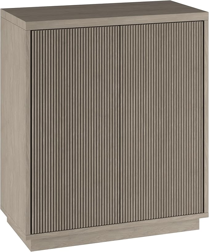 Henn&Hart 28" Fluted Wooden Accent Cabinet, Ribbed Modern Sideboard Buffet Cabinet with 2 Doors and an Adjustable Shelf for Living Room, Dining Room, Bedroom or Entryway, Antiqued Gray Oak