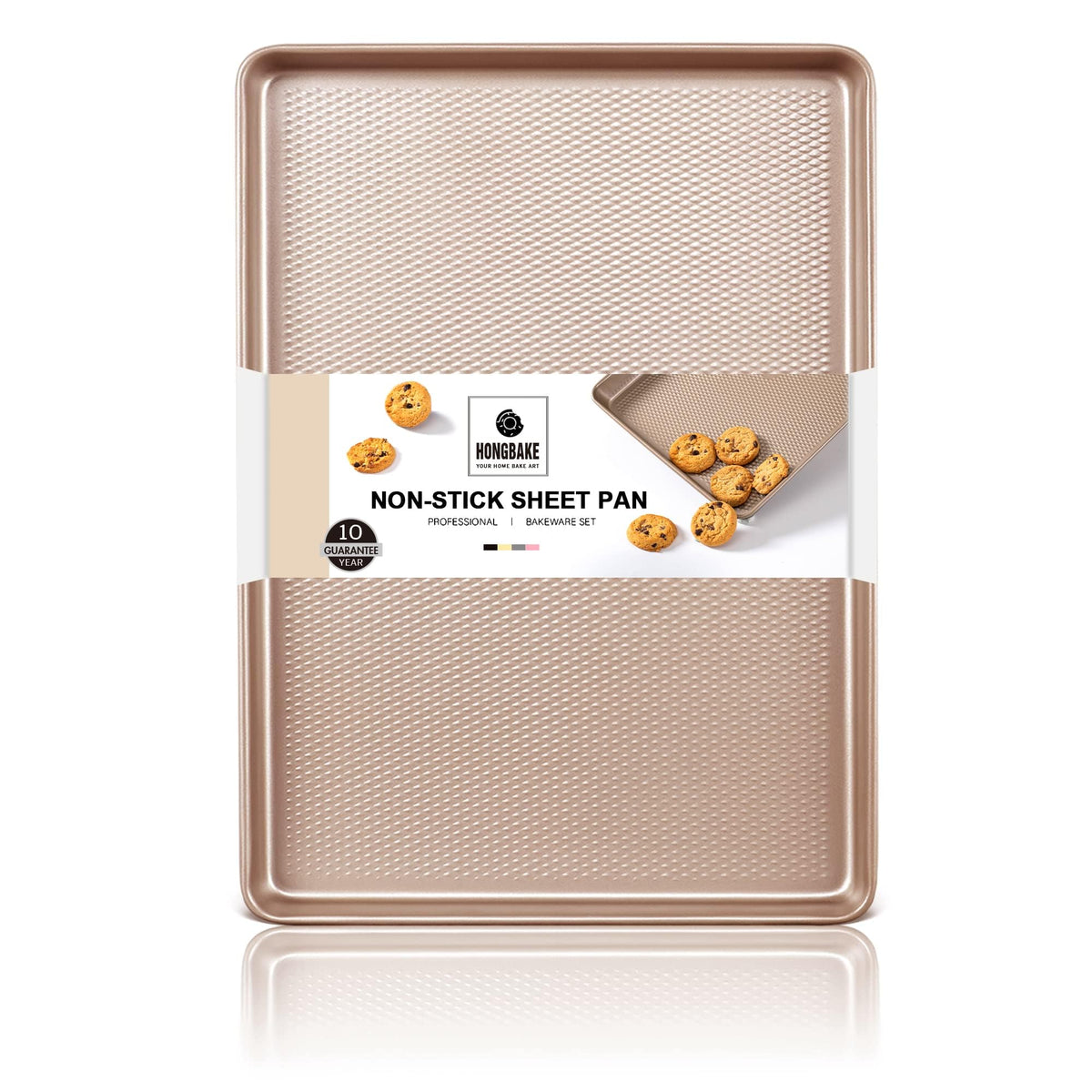 HONGBAKE Jelly Roll Pan 15x10, Cookie Sheets for Baking with Diamond Texture, Baking Sheets Non Stick, Non Toxic Oven Trays for Cooking, Heavy Duty 57% Thicker Carbon Steel, Dark Gray